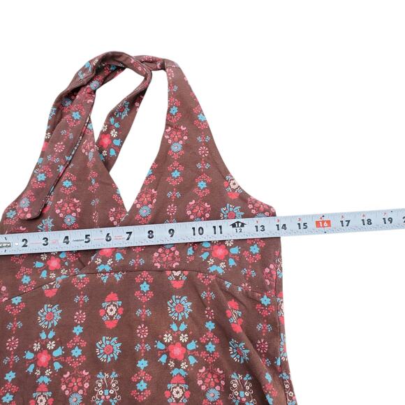 Energie Y2k Fairy Core Stretchy Paisley Brown Halter Top - Women's Medium - Picture 6 of 6